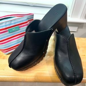 UGG Judi Black Leather Clog - Women 11